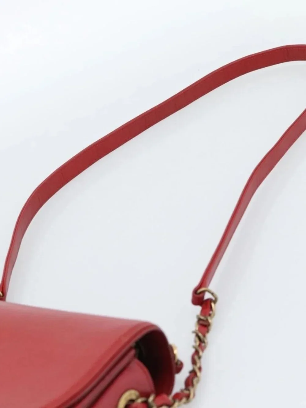 CHANEL Chain Shoulder Bag Calf Skin Red CC Auth ka4671M